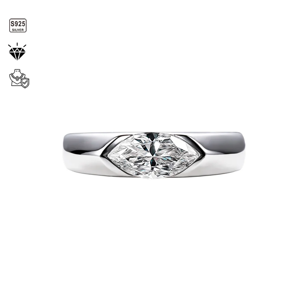 1 Piece S925 Sterling Silver with 1ct Moissanite Ring for Men and Women |Gifts for Him |Gifts for Her |Birthday |Wedding |Annive