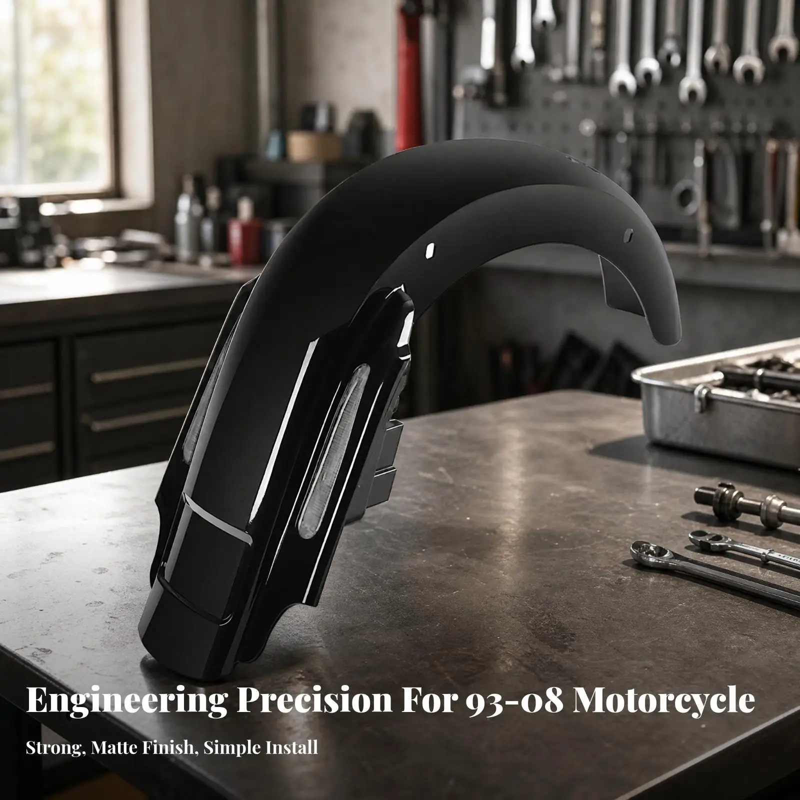 Motorcycle Part Aftermarket Rear Mudguard Kit with LED Stop Tail Turn Indicators Replacement