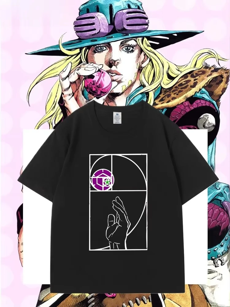 

JoJo's Bizarre Adventure STEEL BALL RUN футболка с короткими рукавами и принтом аниме, мужская летняя хлопковая свободная двумерная футболка
