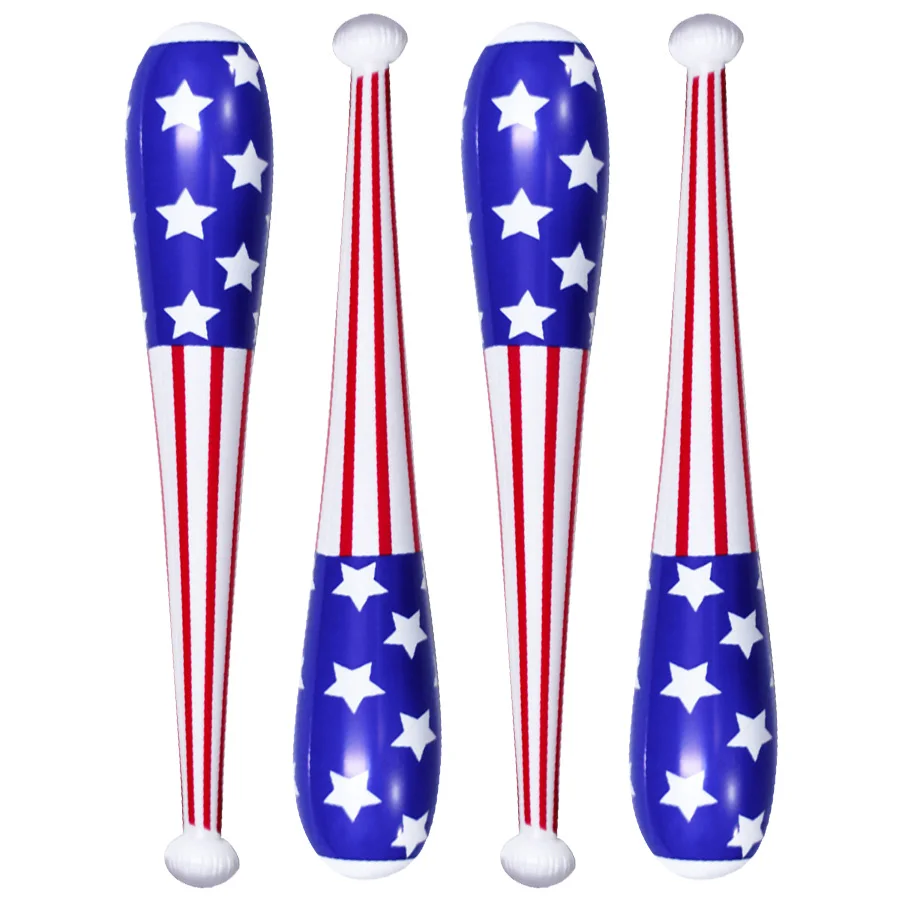 4pcs Inflatable American Baseball Bats 83cm/32.7inch Inflatable Hammer Stick Balloon Toy Carnival Pool Party Game Gifts