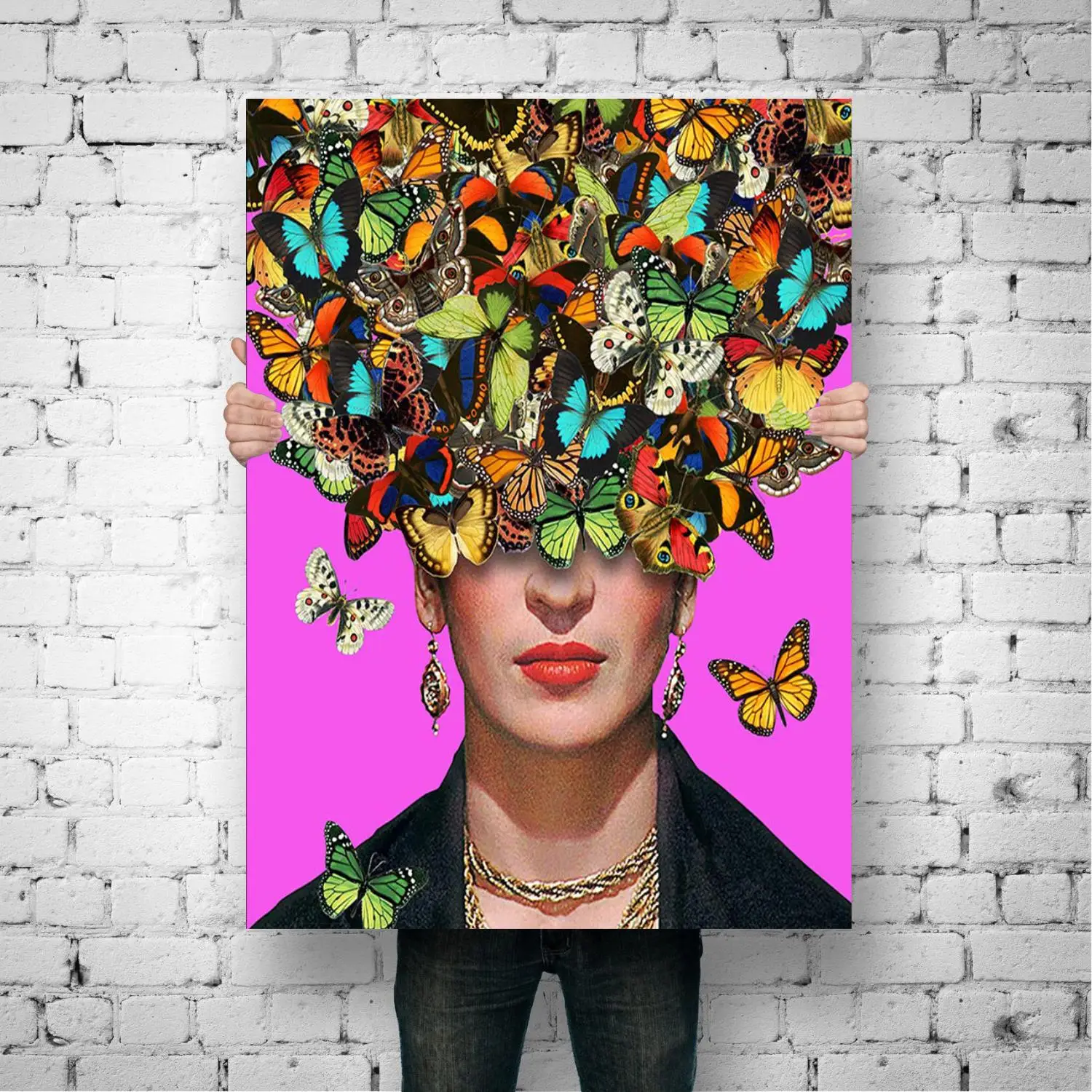 Vintage Abstract Girl Hair Flower Women Wall Art Canvas Painting Fashion Frida K Poster Wall Pictures for Living Room Unframed