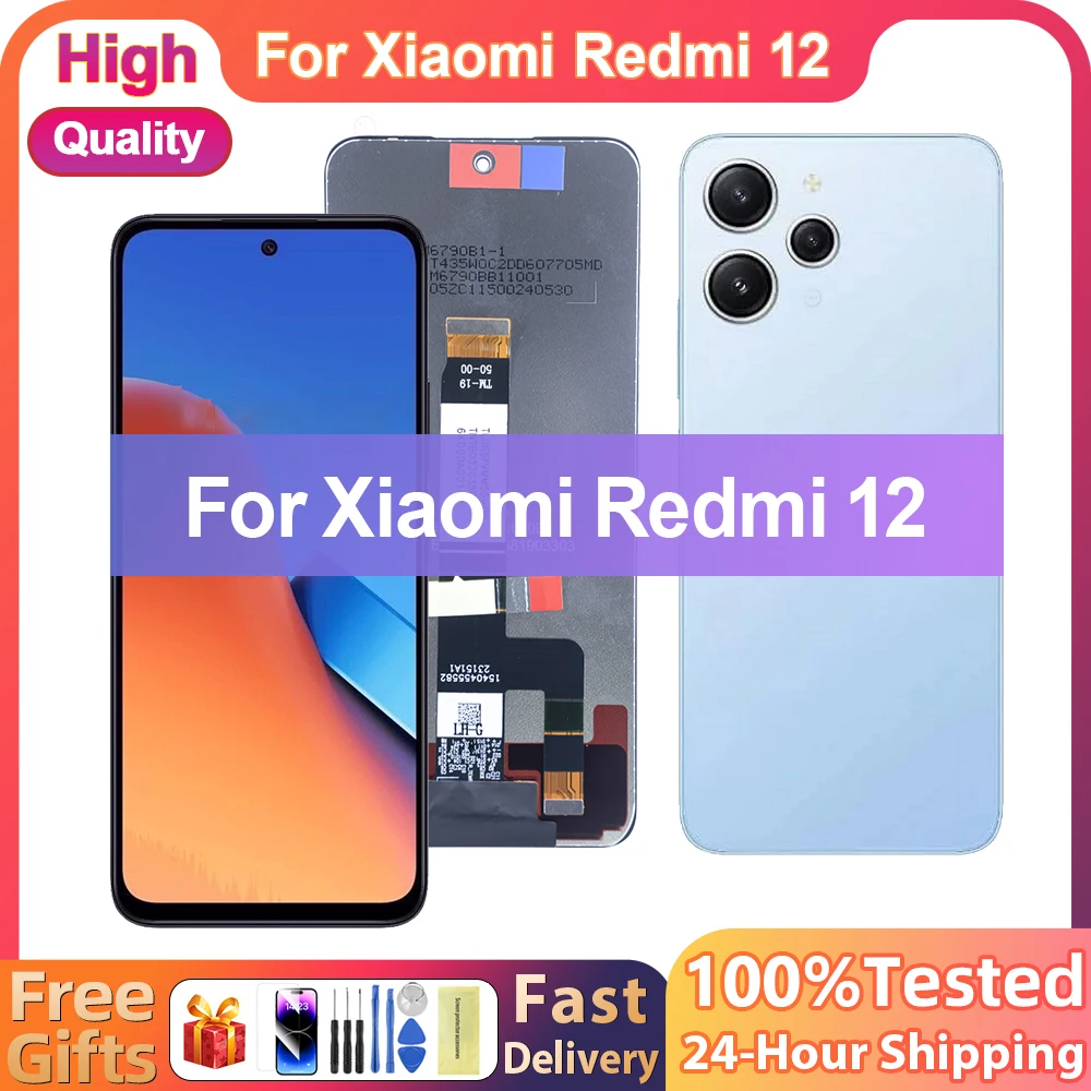 Xiaomi Redmi 12 için lcd ekran dokunmatik ekranlı sayısallaştırıcı grup Çerçeve Ile Redmi 12 Ekran 23053RN02A Yedek Parçalar