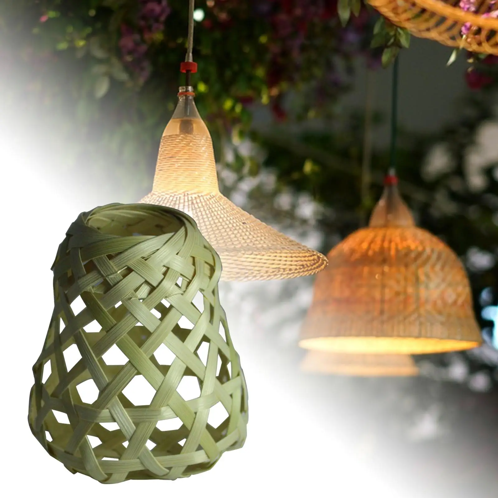 Rustic Bamboo Lamp Shade Lamp Cage Light Cover Hand Weaving Lampshade for Restaurant Decoration Hallway Desk Lamp Dining Room