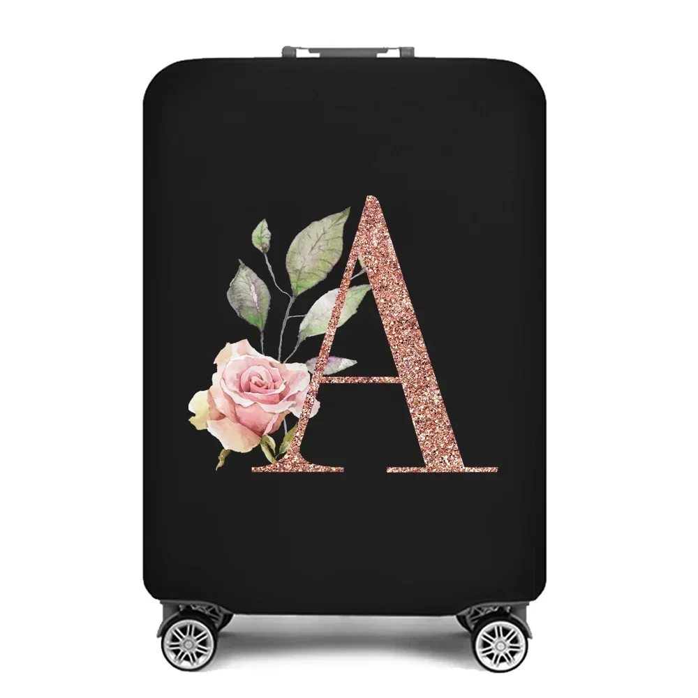 Stretch Fabric Luggage Protective Cover Dust Cover Anti-Scratch Suitcase Covers Suit for 18-32 Inch Rose Gold Letter Pattern