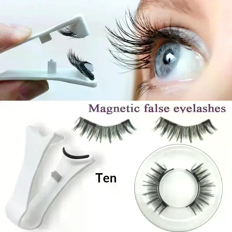 Magnetic Eyelash No Glue Design Soft Fluffy Natural Look Reusable for Daily Wear Party Date Eye Makeup Storage Accessory