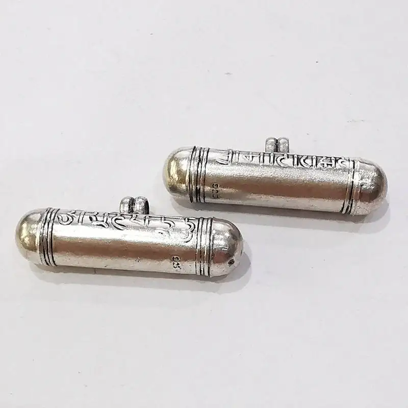 Tibet Mantra Gau Prayer box Nepal 925 Silver Cylinder Pendant OM HUM MANI PADEME Lockets T9041