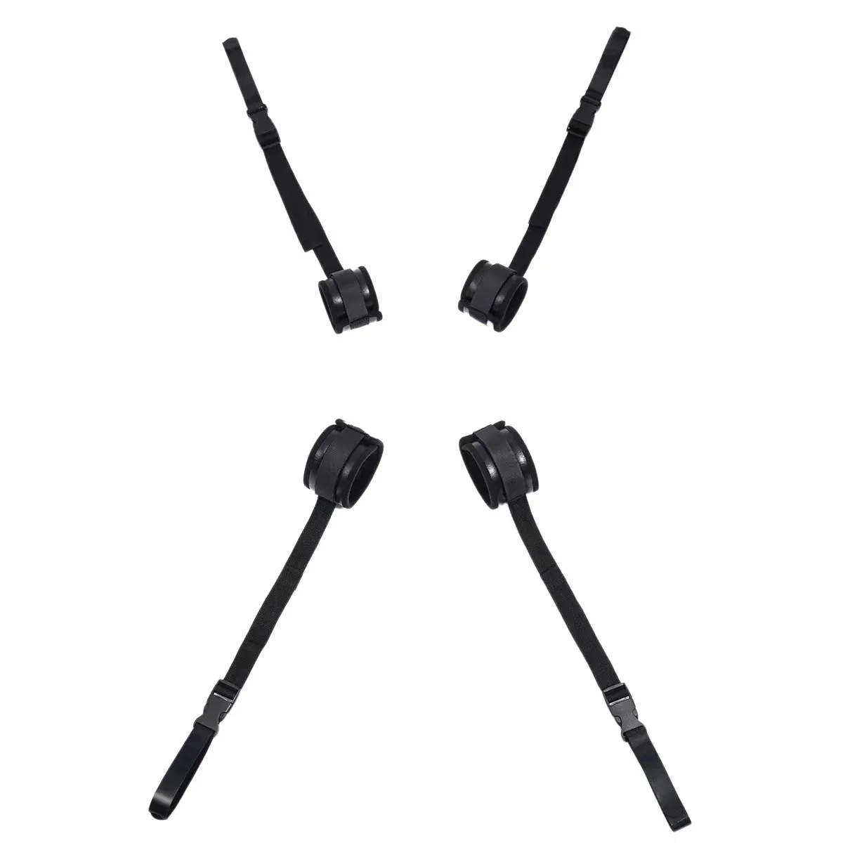 Bondage Restraint Cuff Set Adjustable Wrist Ankle Cuffs Quick Release Buckles Black Nylon Soft Lined Straps Couple Play Gear