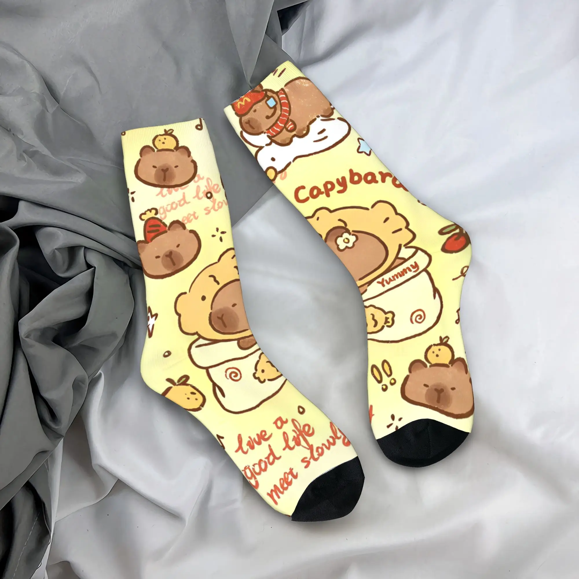 

Зимние теплые носки в стиле Харадзюку для женщин и мужчин с милым изображением капибары, нескользящие баскетбольные носки