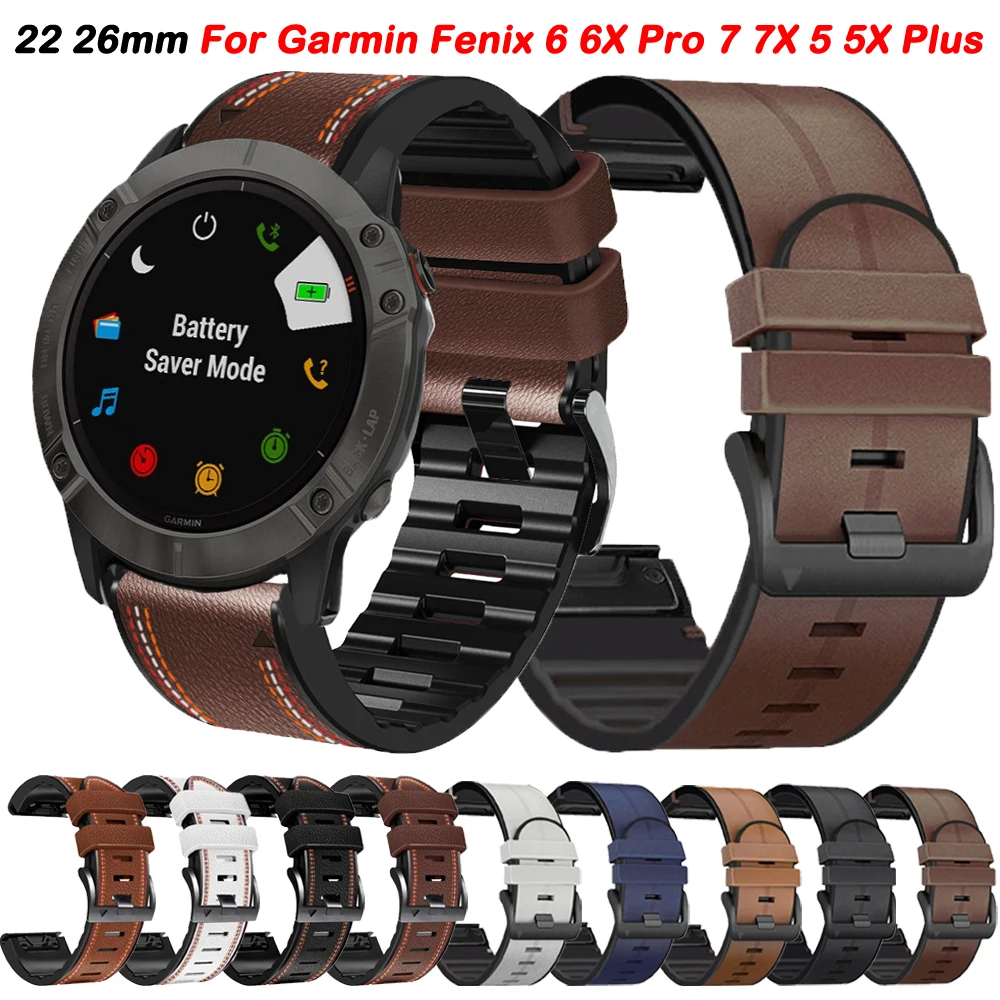 

Ремешок спортивный для Garmin Fenix 6 6X Pro 7 7X Pro 5 5X Plus 3HR, кожаный силиконовый браслет для смарт-часов Enduro MK1 MK2i, 22 мм