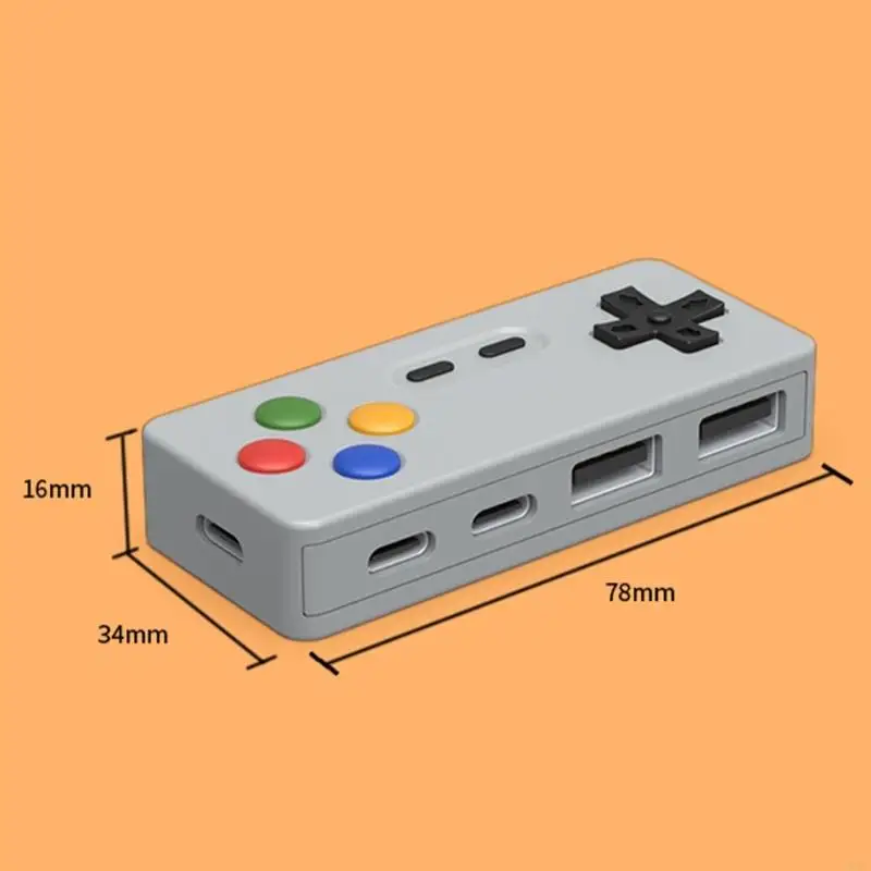 

USB2.0 Hub in Fun Gaming Expands to 2 Type C and 2 USB Port for Mouse, Keyboards, and More H8WD