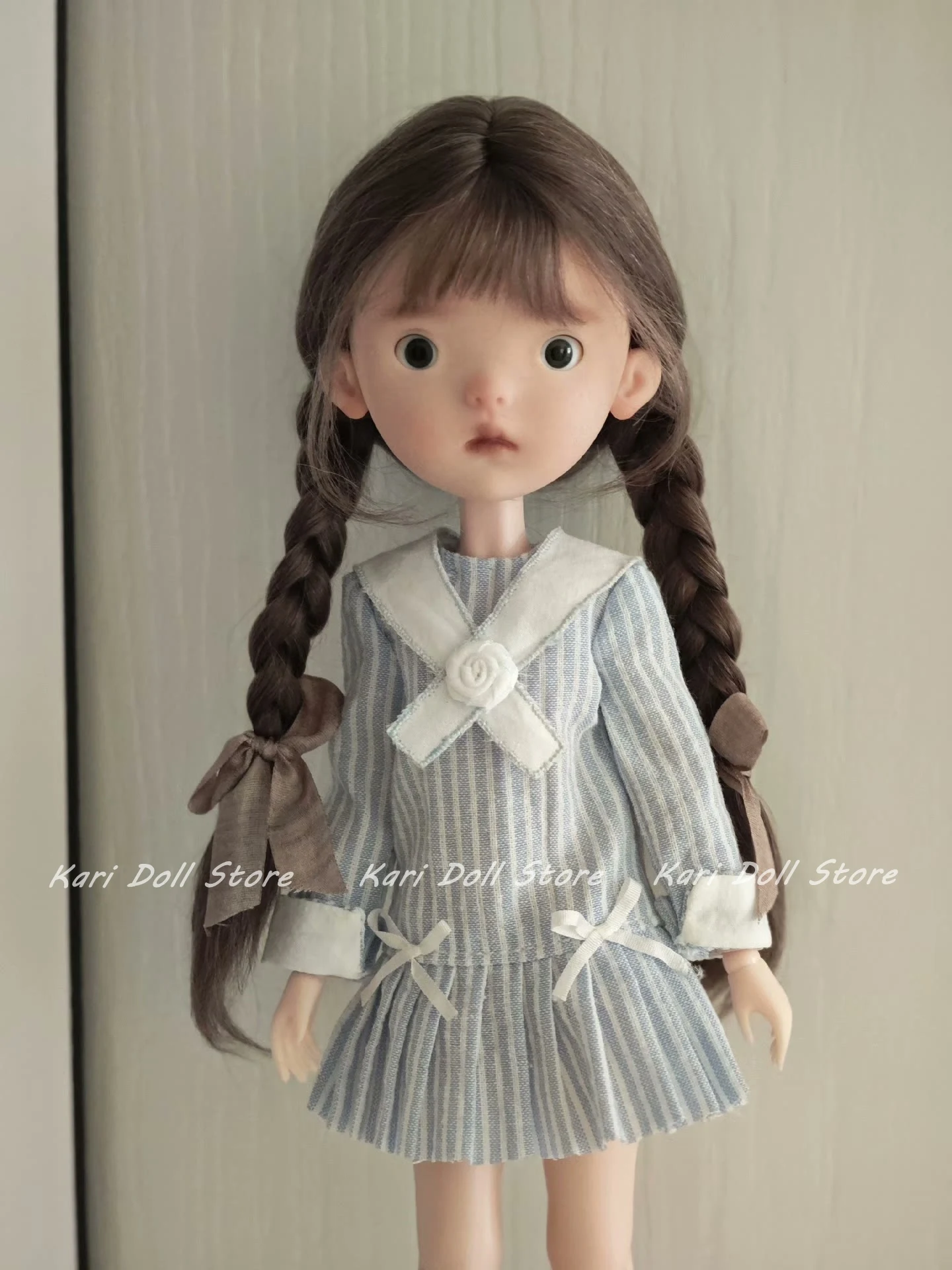 Kari Doll Clothes and skirts 2025 Pleated navy collar striped dress for Landazz Landoudou Doll