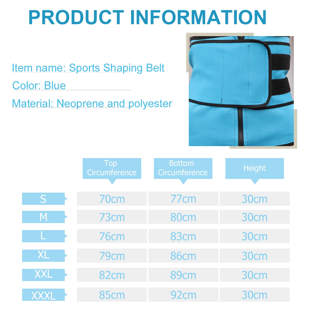 

1pc Women'S Zipper Waist Trimmer Belt Slimming Corset Fitness Tummy Support Belt For Gym Daily Use Blue
