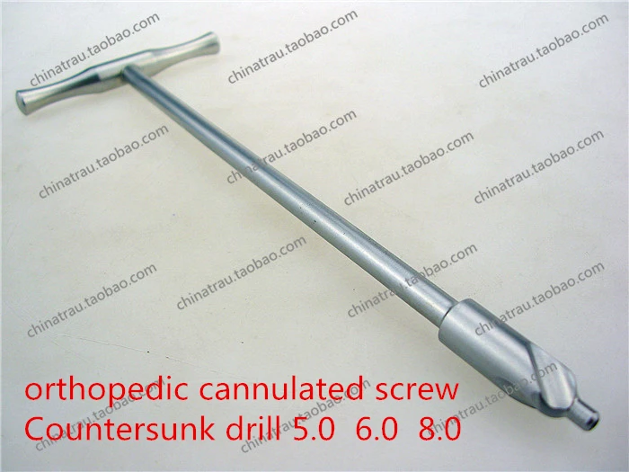 

medical orthopedic instrment cannulated screw Countersunk drill 5.0 6.0 8.0mm hollow Gimlet T handle Hollow round drill bit