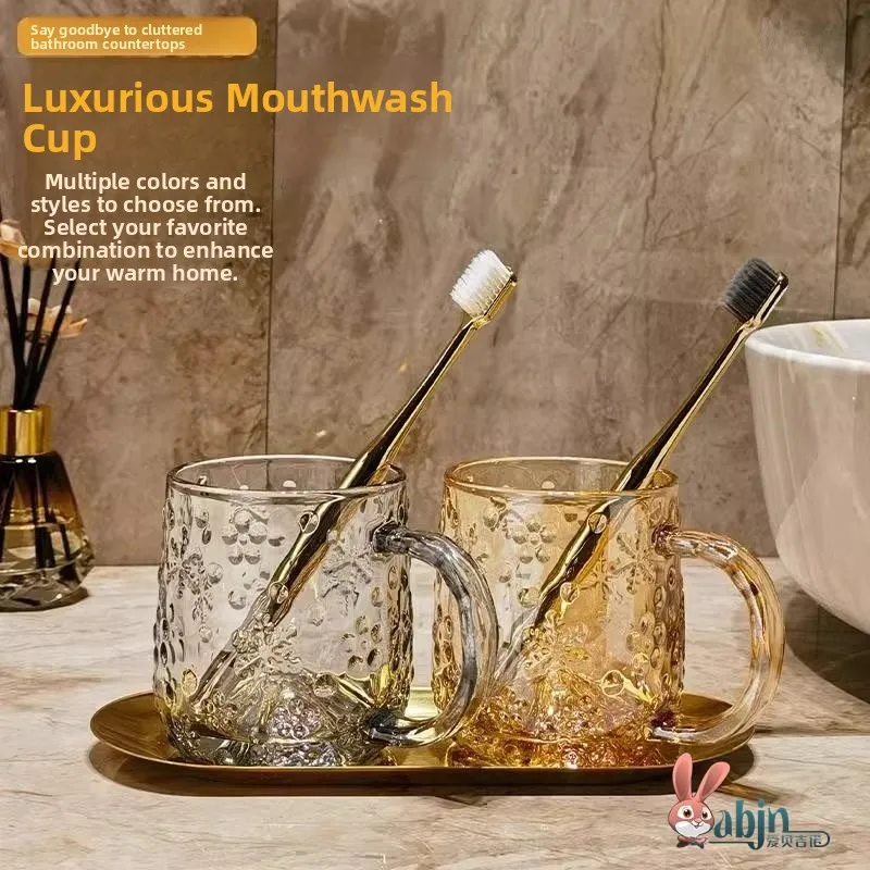 

Luxury Couple Glass Bathroom Wash Cup Set Creative Trendy Design Toothbrush Holder High Aesthetic Value Home Use Bathroom Tools