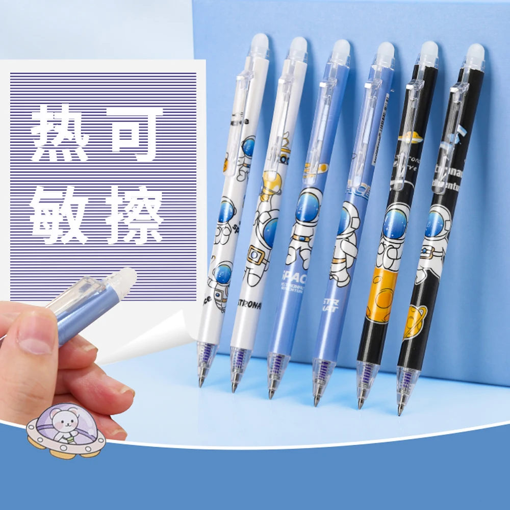 

3Pcs Magic Erasable Gel Pen 0.5mm Astronaut Press Style Caneta High Capacity Refill Rods Office Stationery Lovely Boligrafos 볼펜