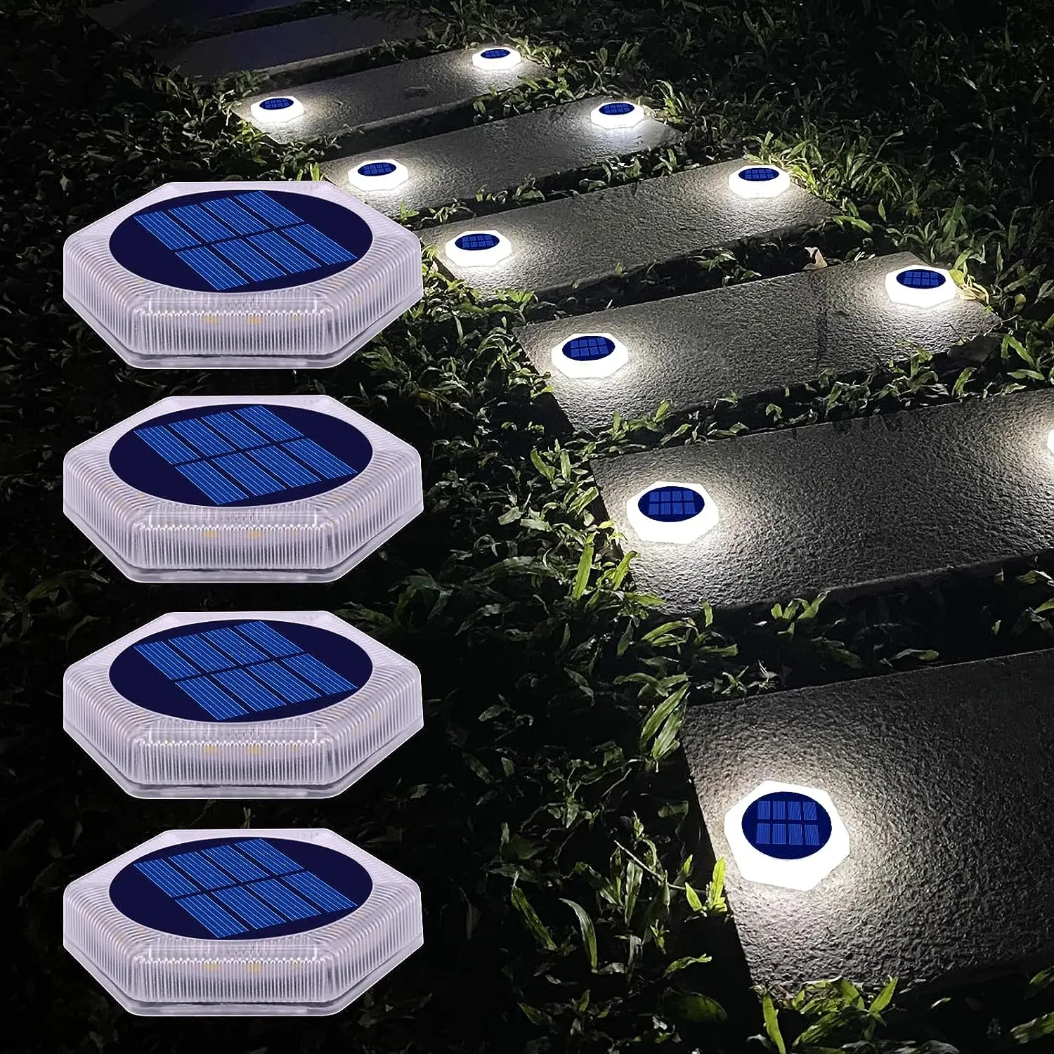 

Solar Deck Lights 4 Pack Outdoor Step Lights IP68 Led Solar Garden Lights for Railing Stairs Fence Yard Patio and Pathway lamp