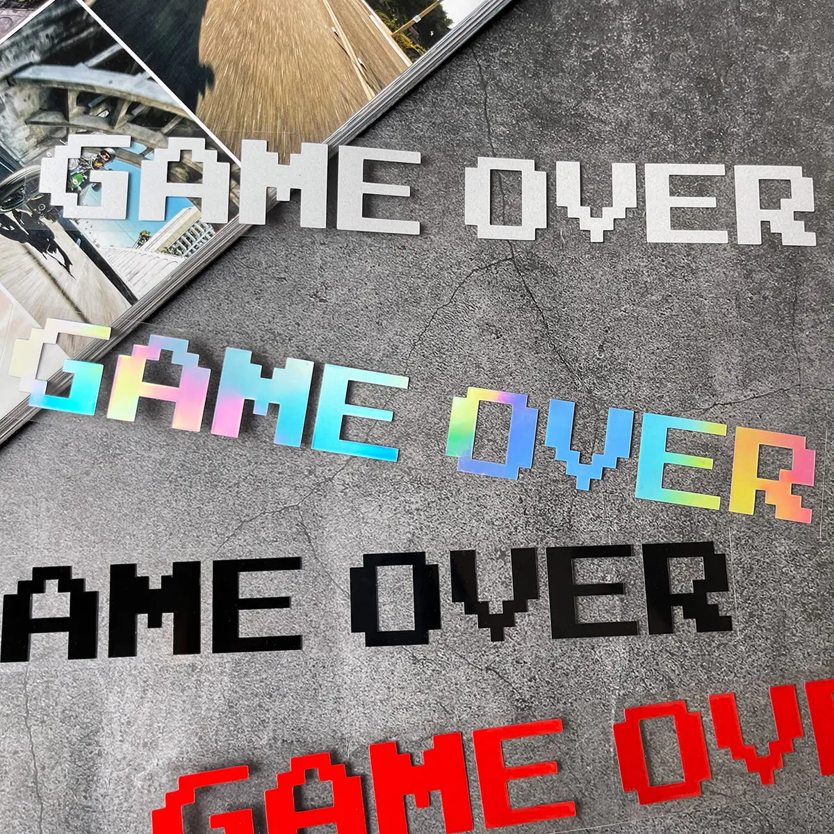 

GAME OVER Motorcycle Stickers Car Window Bumper Decoration Motorbike Front Cowl Fuel Tank Side Fairings Helmet Vinyl Decals