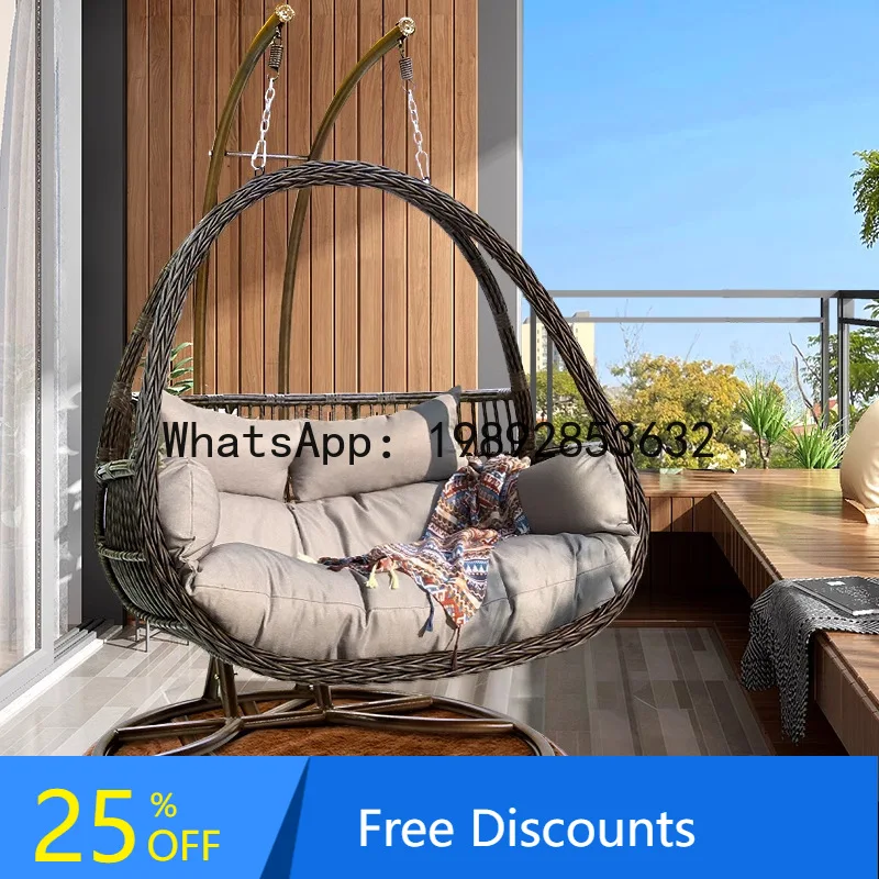 

LYY Hanging Basket Double Household Balcony Rattan Hanging Chair Lazy Leisure Hammock Hanging Courtyard Indoor Swing