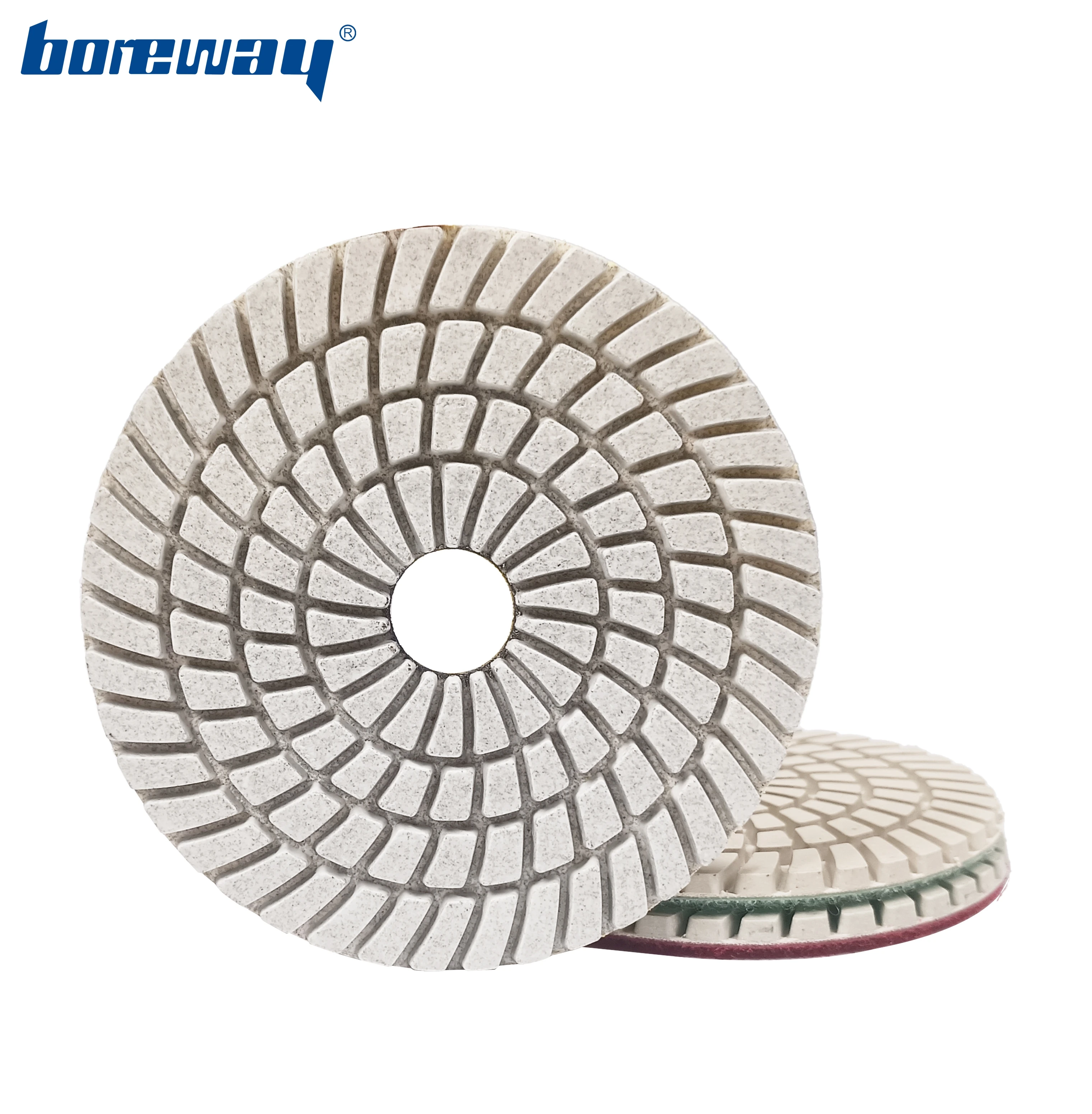 

Boreway 4''100mm 3PCS Diamond Abrasive Spiral 3 Step Polishing Pads Grit #1#2#3 Sanding Disc Wet Use For Granite Marble Stone