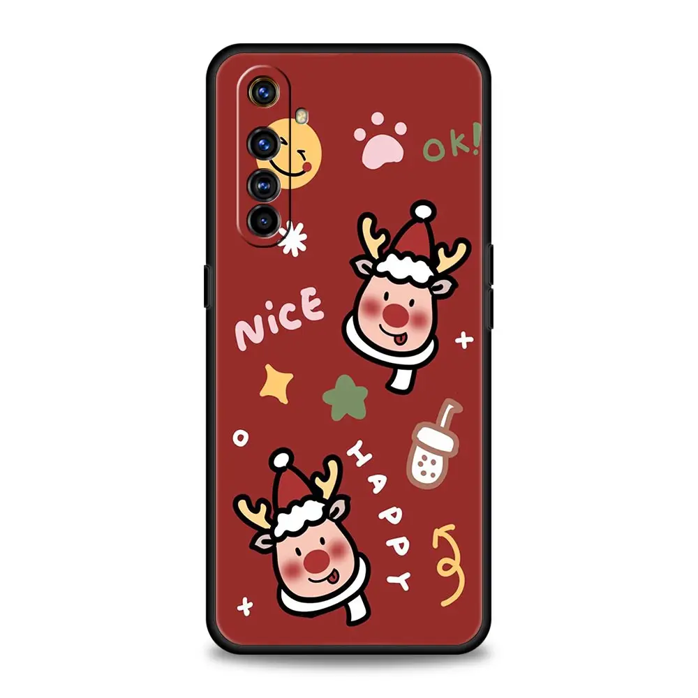 Funny Cartoon New Year Christmas Case For Realme 12 11 10 9 8 5G 7 6 GT5 GT3 Pro C21 C25 C35 For Realme GT Neo 2 3 3T 5 Cover