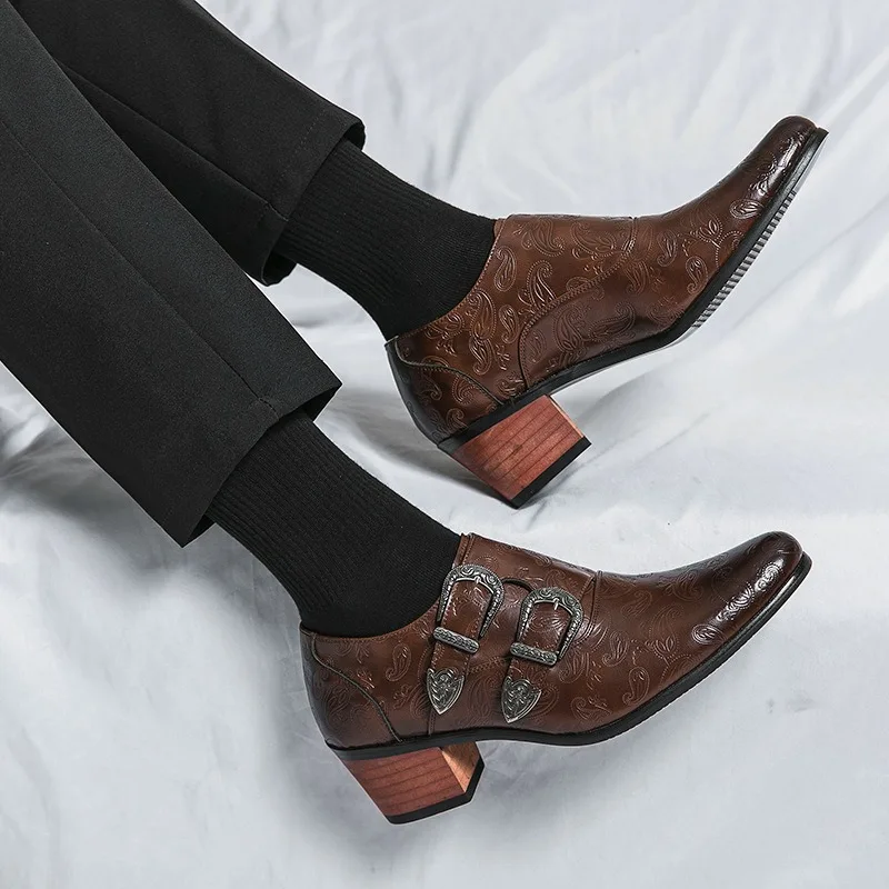 

Men's Wedding Shoes Fashion Slim Fit Pointed High Heel Pullover Shoes Luxury Formal Business Man Driving Casual Shoes for Men