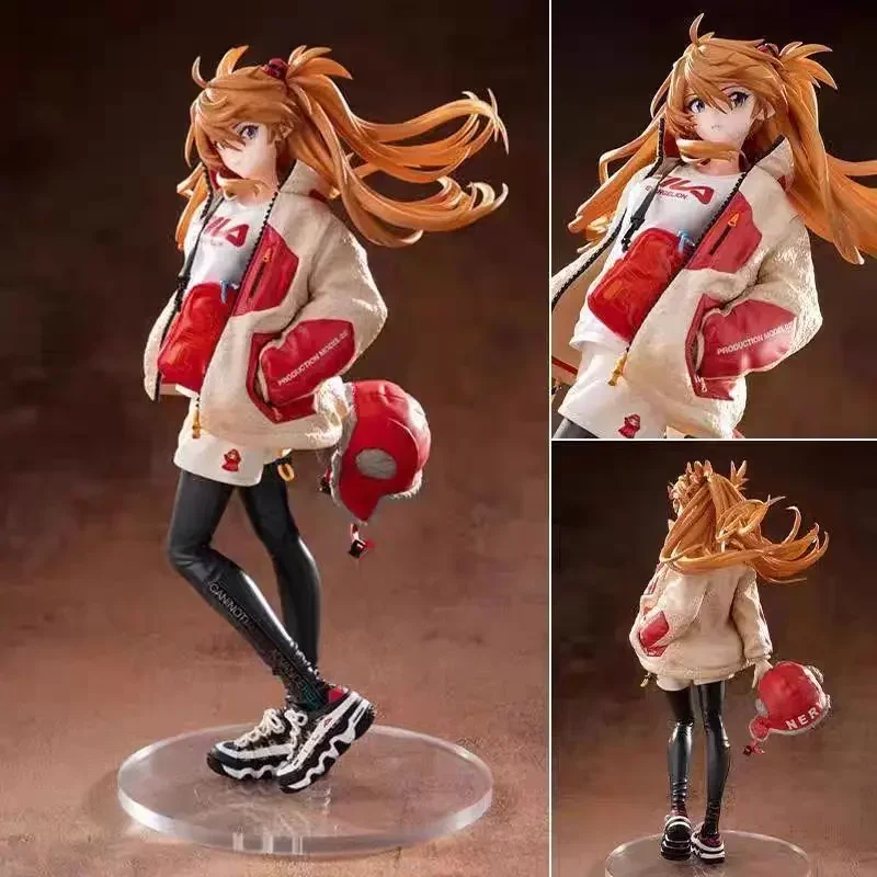 Figura de Anime de EVA Asuka Shikinami Langley, modelo de dibujos animados Kawaii periférico, chasis, sala de estar adorno para, lindo corazón femenino, 19 Cm