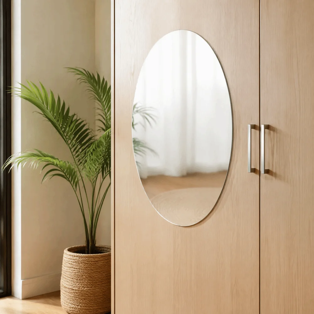 6.69×10.63in Acrylic Wall Mirror slivery Lightweight Self-Adhesive Mirror Stickers Wall-Mounted Self-Adhesive
