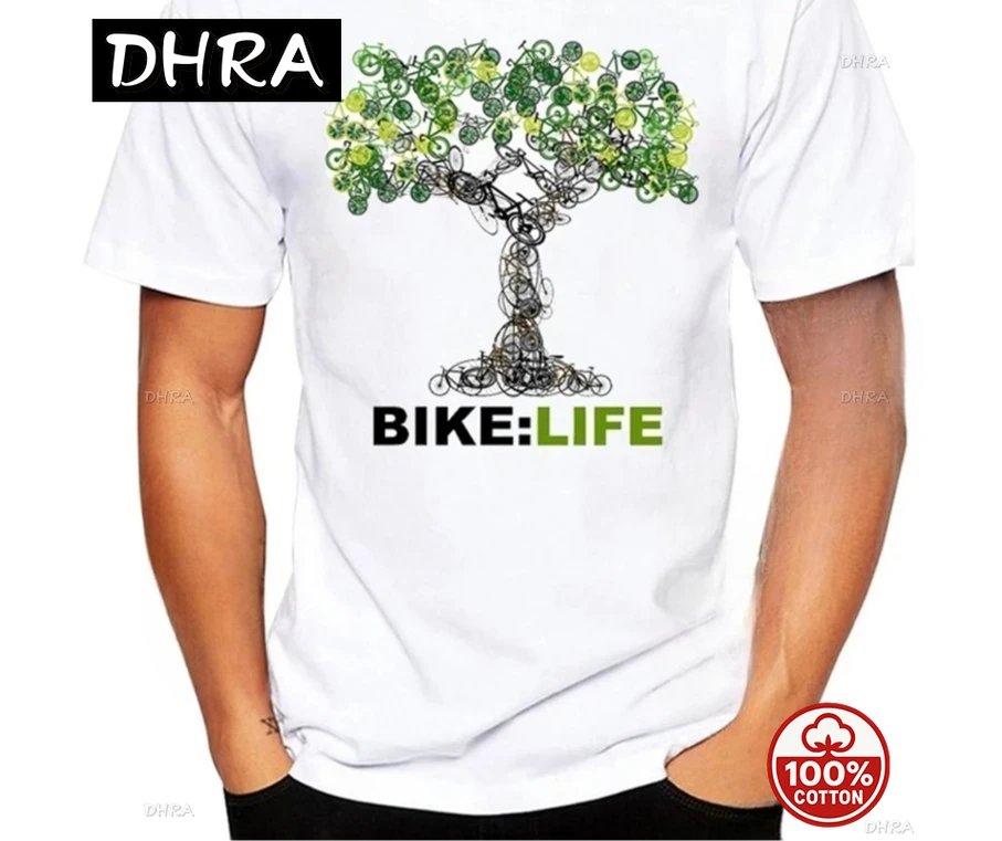 

Illustration Style Tops Tee Clothes Bike Life T-Shirt 100% Cotton Men's Personality Bicycle Design Printed T Shirt Aesthetics