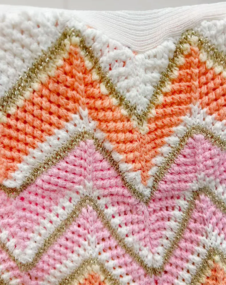 

2026 Spring/Summer Knitted Set Wave Pattern Hollow Round Neck Sleeveless Knitted Tank Top + Pants
