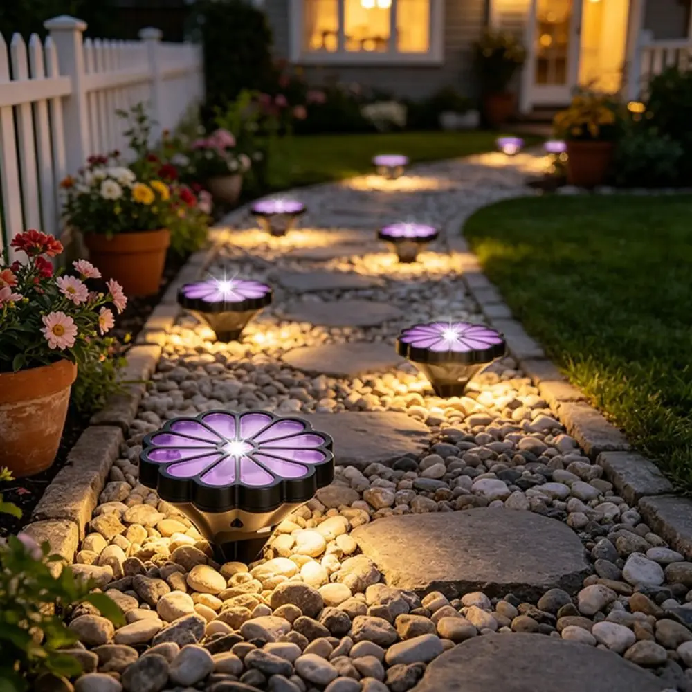 Waterproof Solar Daisy Flower Stake Lights Petal Shape Ground Insert Solar Lawn Lights Decorative Ambient LED