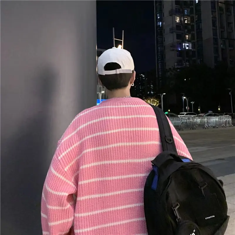 عارضة الأزياء العصرية الرجال الشتاء Crewneck سترة البلوز طويلة الأكمام الشباب شعبية بسيطة فضفاضة