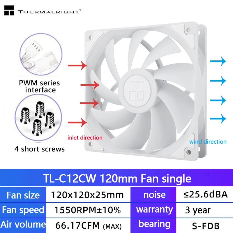 Thermalright TL-C12C 120mm Cooling Fan 5V 3PIN ARGB pc gamer