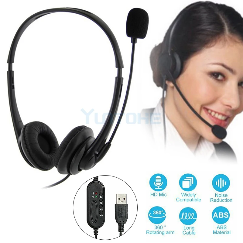 50pcs USB Telephone/Computer Headset with Microphone Noise Cancelling and Volume Controls for Computer Laptop School PC