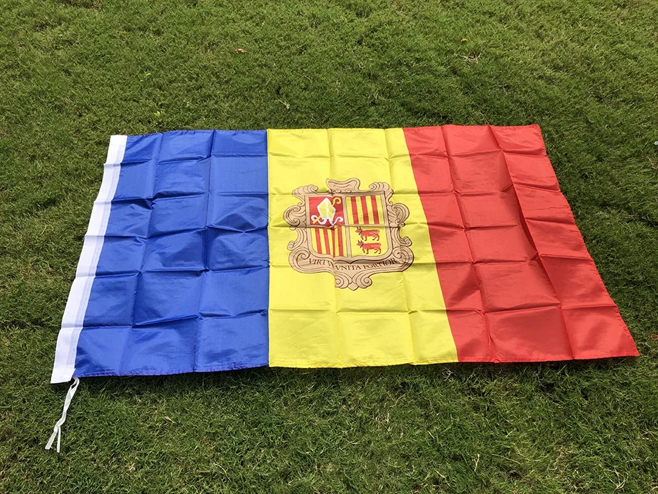（TIKI FLAG）Andorra Flag 3x5fts  90x150cm polyester Andorra National hanging Flag for decoration