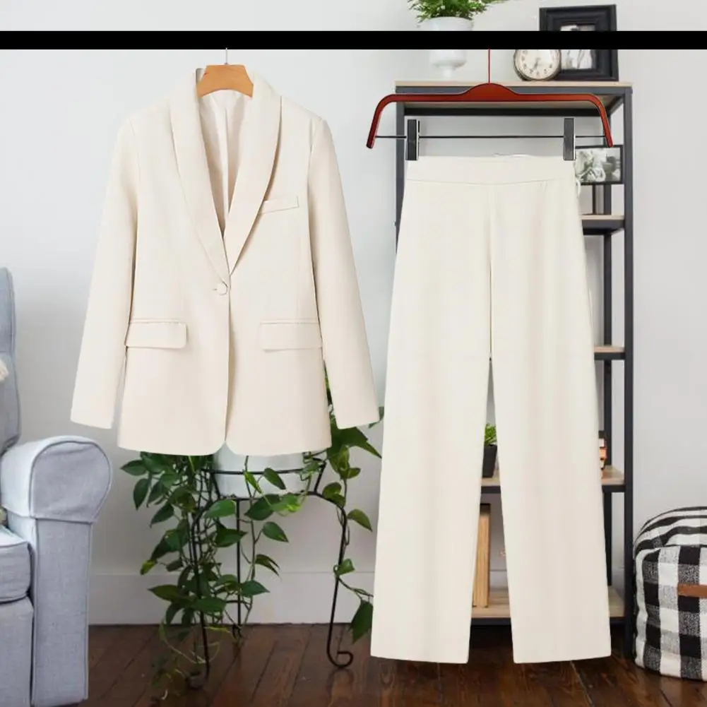 أطقم سراويل متينة غير رسمية للنساء بخصر نحيف وطية صدر وأكمام طويلة وسترة عالية الخصر بنطلون مستقيم 2025 ملابس