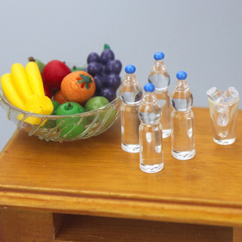 Dolls Miniature Dollhouse 4Pcs/Set Plastic Imitation Mineral Water Bottle Baby Toys American Mini Toy Accessories