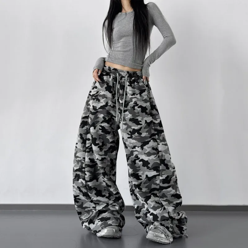 American Retro Camouflage Versatile Cool Sa Wide-leg Pants Women's 2026 Autumn New Loose and Thin Casual Pants Scimitar Pants