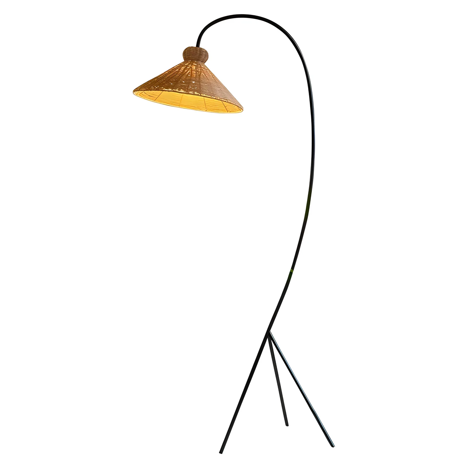 

Floor lamp next to the sofa in the living room, medieval rattan high-end design sense, atmosphere vertical fishing lamp