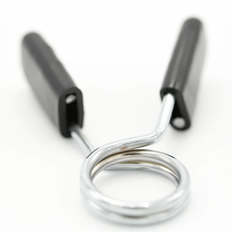 ที่จับมือแบบสปริงโลหะ แรงบีบสูง/ปลอกล็อคบาร์เบลพร้อมด้ามจับพลาสติกสำหรับแผ่นน้ำหนัก