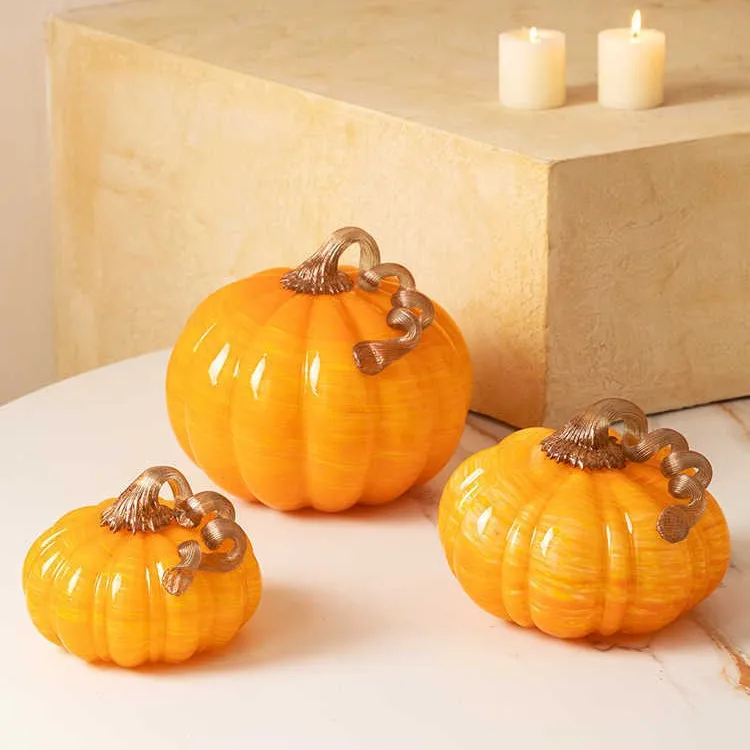 

CX creative harvest glazed pumpkin desktop ornament living room entrance wine cabinet decoration