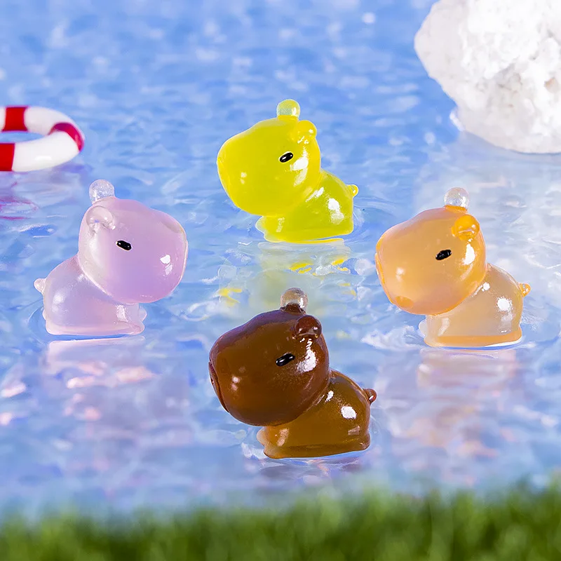 20pcs Mini เรืองแสง Capybara Luminous Micro Landscape สัตว์ตัวเลขขนาดเล็กสนามหญ้ากลางแจ้ง YARD Garden อุปกรณ์ตกแต่ง