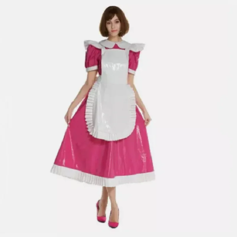 

Hot selling brand new Sissy Dream Maid lockable mid length dress made of PVC and PVC for costume customization