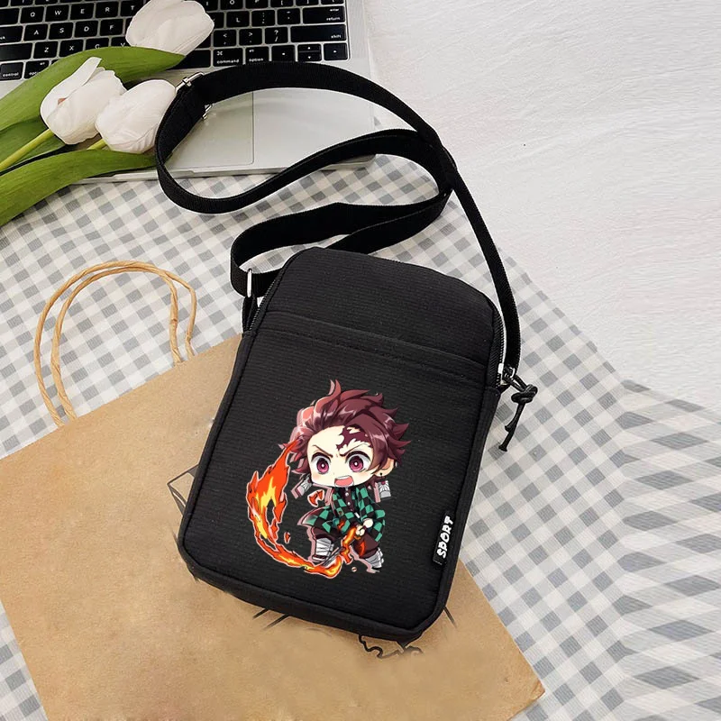 Demon Slayer Anime Crossbody Bag para Mulheres, Sacos de telefone móvel casuais ao ar livre, Meninas Simples Versátil Único Ombro Mochila Pequena