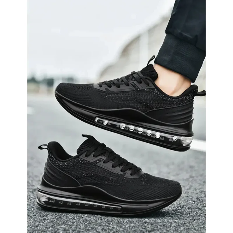 Flying weaving large size wear-resistant non-slip semi-air cushion breathable casual running shoes