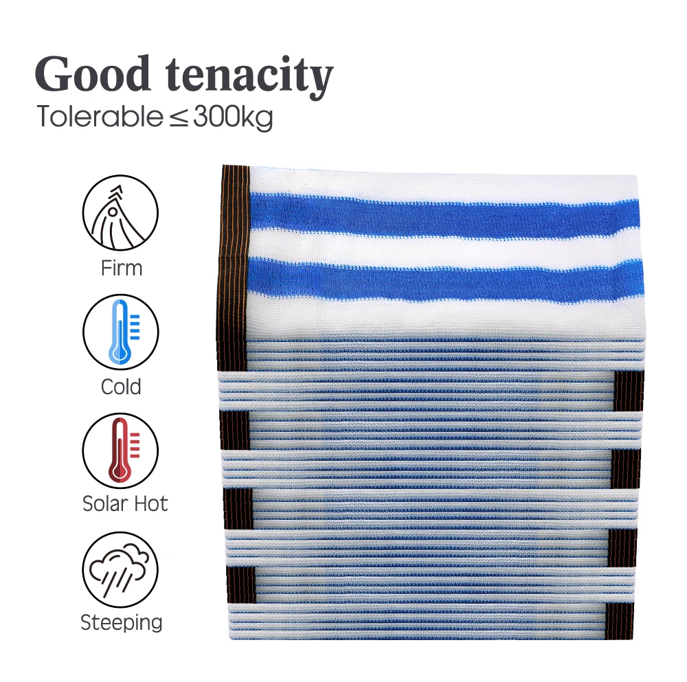 95% Shading Rate White And Blue Striped Shading Net Privacy Screen Fence UV Protection Plants Greenhouse Fabric Cloth Outdoor