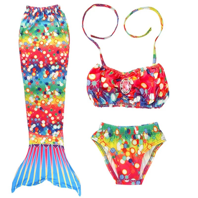 Maillot de bain queue de sirène pour enfants, maillot de bain bikini, utilisé pour la piscine et la plage, cadeau de vacances d'anniversaire pour fille, 3 pièces