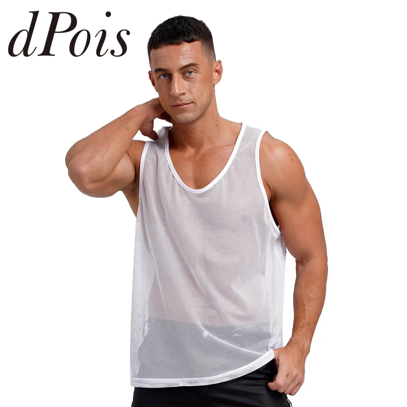 

Mens Hollow Out Mesh Training Vest Round Neck Sleeveless Tank Top for Basketball Gym Fitness Running Vests Team Sportswear