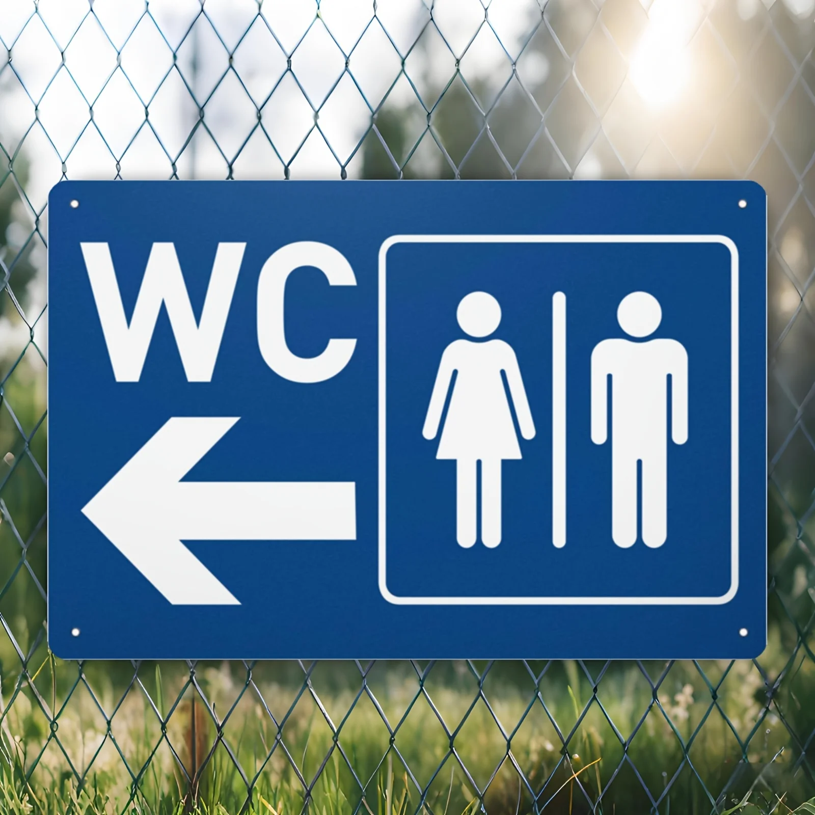 2D Metal Sign, Vintage Iron Restroom Wall Decor, Male Female WC Symbol, 8x12 Inch Unframed Bathroom Indicator, Heavy Duty Toi