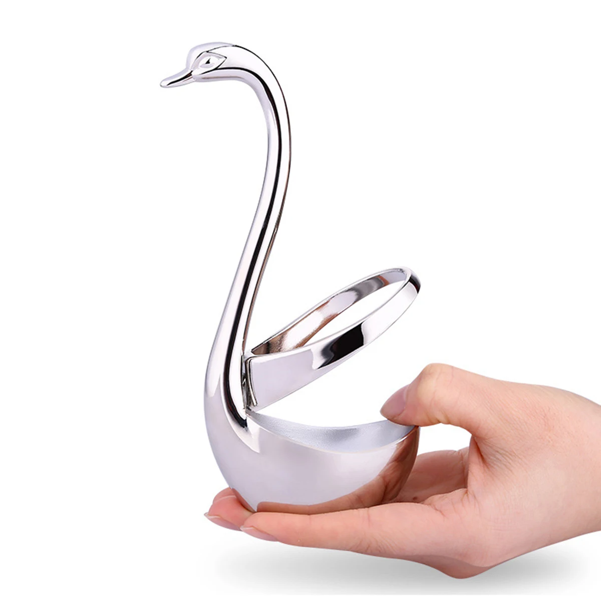 

Stainless Steel Fruit Fork Set Swan Shaped Flatware Holder Elegant Dessert Cutlery Rack Spoon Knife Anti Rust Metal