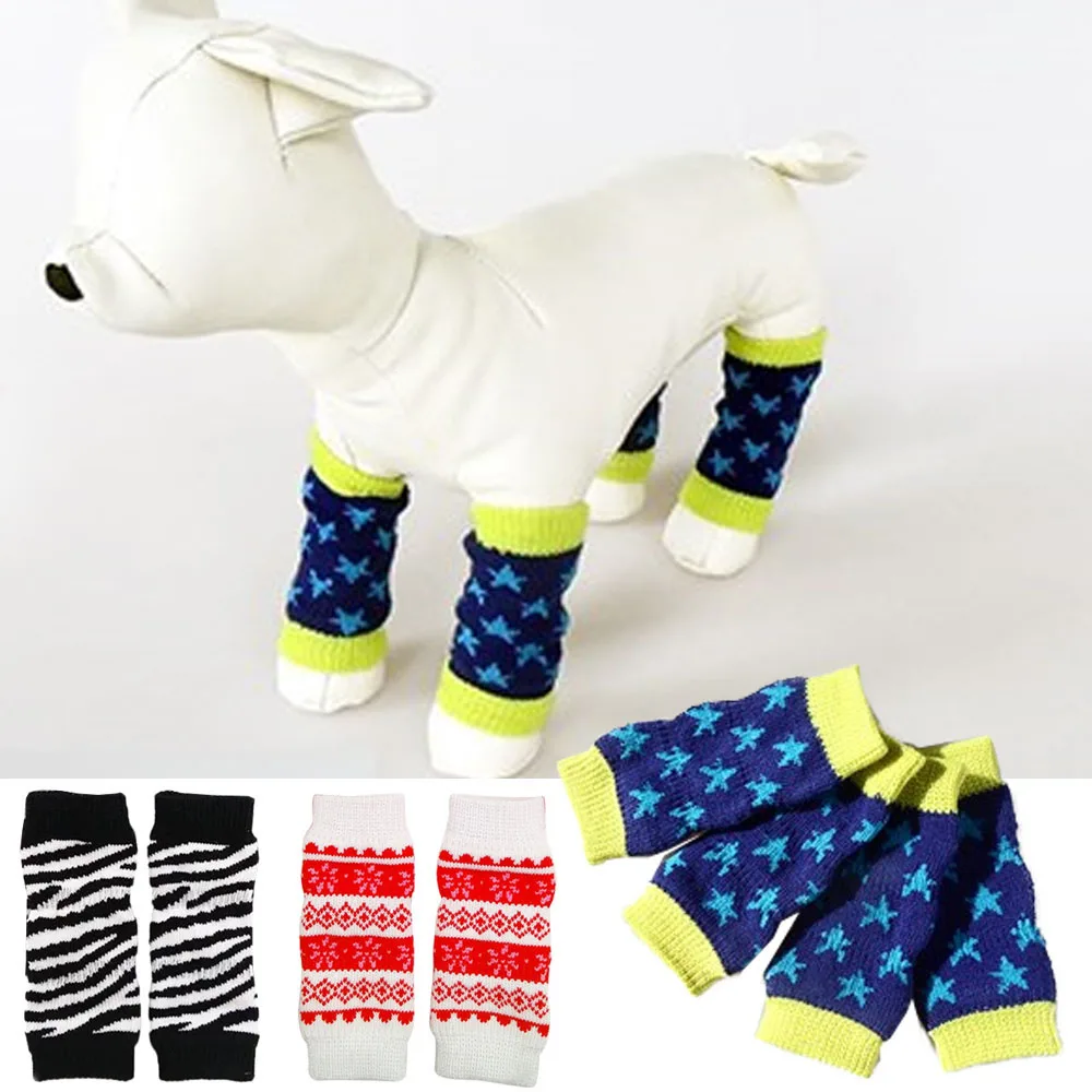 4PCS Dog Elbow Protector Pet Anti-dirty Leggings Knee Dogs Booties Socks Teddy Leg Protector Sock Cat Knitting Sock Cover Sleeve